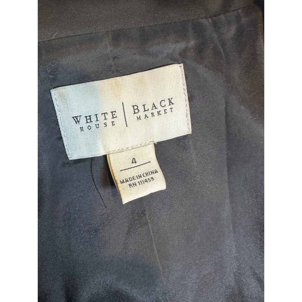 White House Black Market Black Sateen 3 Button Blazer Size 4 WHBM - Picture 5 of 7